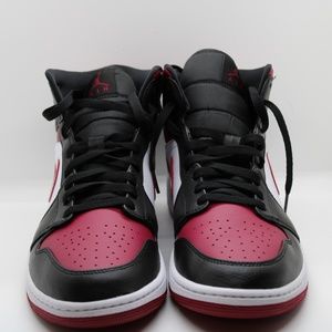 Men's Jordan 1 Mid "Bred Toe" Black/White/Nobel Red 554724-066 Size 12